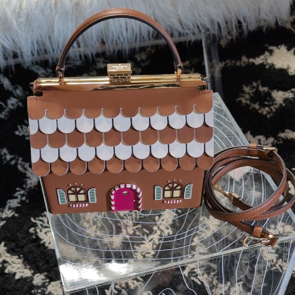 Kate Spade Brown and White Mini Bag